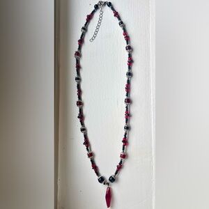 Elegant Red and Black Beaded Necklace